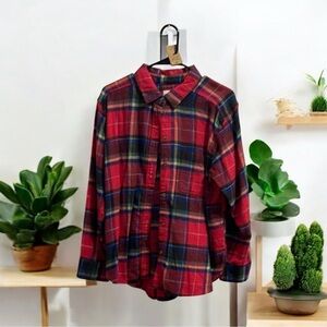 American Eagle Outfitters Red and Blue Plaid Shirt